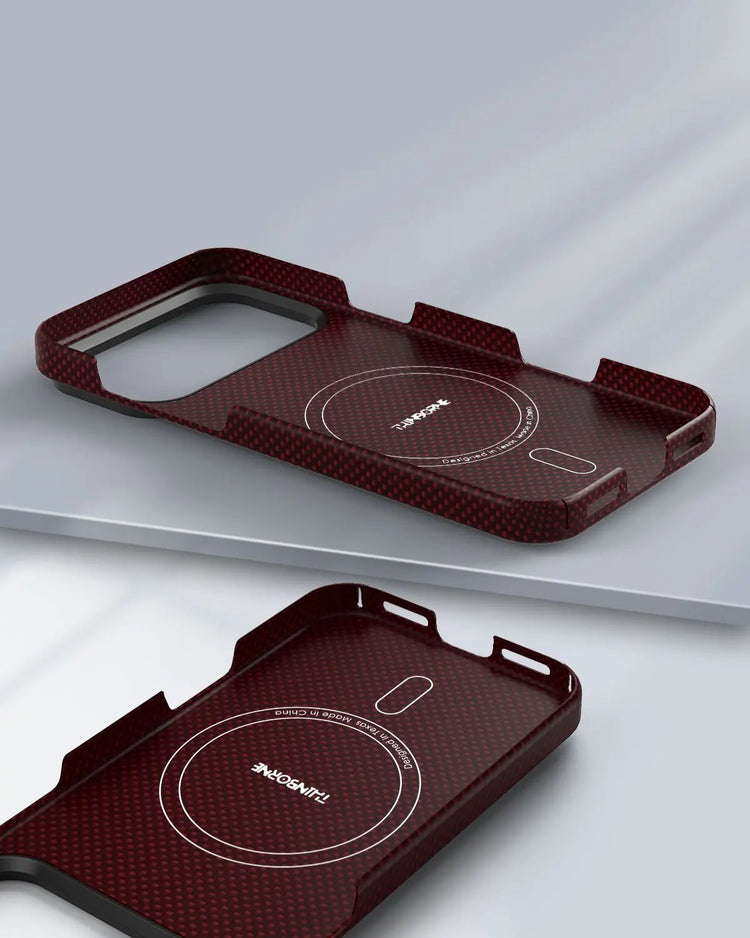iPhone 17 Pro Max Case - Super Thin | Aramid Fiber | MagSafe - Crimson ThinBorne