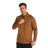 New Fleece Stand Collar Zipper Solid Pullover Shirt SnapLux Co
