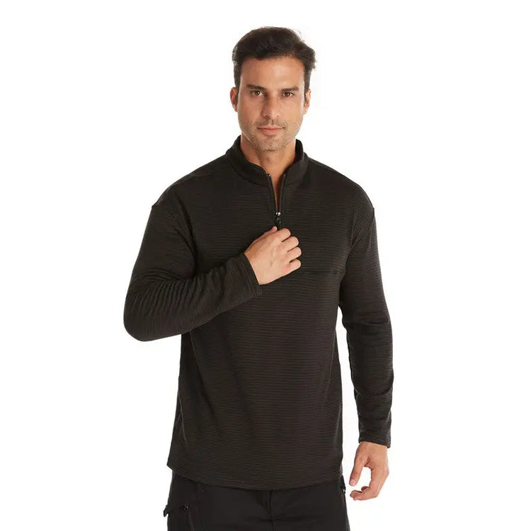New Fleece Stand Collar Zipper Solid Pullover Shirt SnapLux Co