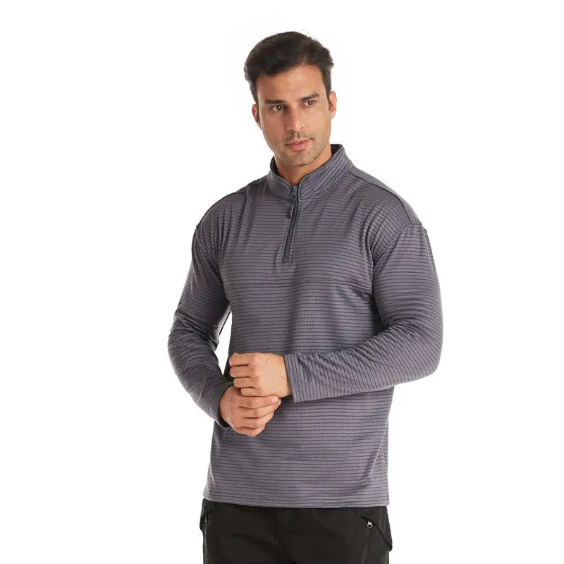 New Fleece Stand Collar Zipper Solid Pullover Shirt SnapLux Co