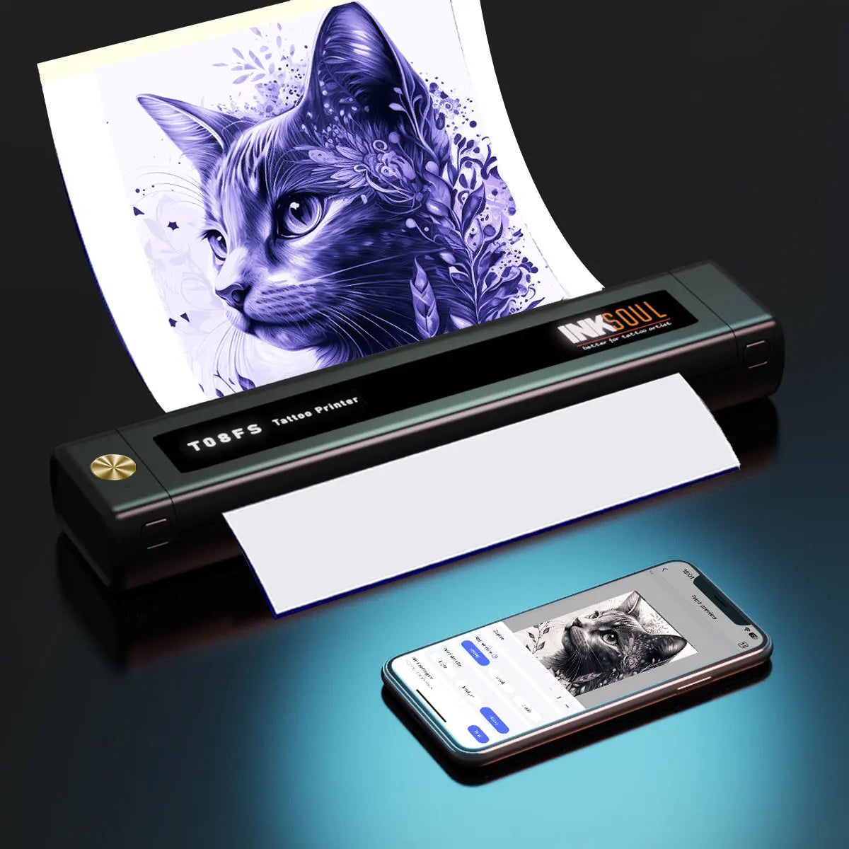 INKSOUL® T08FS Wireless Tattoo Transfer Stencil Printer-Can print shadows INKSOULSUPPLY.COM