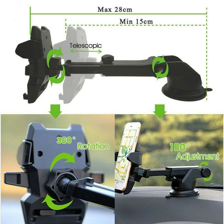 Rotatable In Car Suction Phone Holder Dashboard Windscreen Universal Mount SnapLux Co