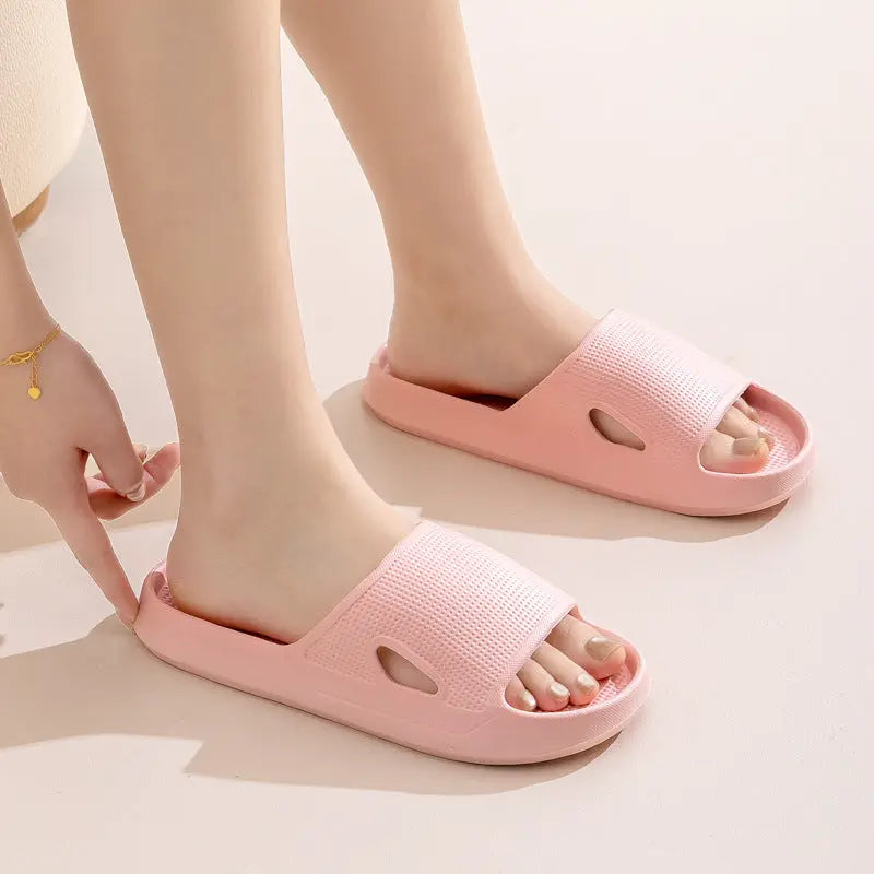 Solid Color Thick Bottom Home Slippers Summer Non-slip Floor Bathroom Slipper Women Men Couples Shoes SnapLux Co