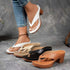 Summer Flip-flops Shoes Fashion Solid Color Square-heeled Sandals Women&