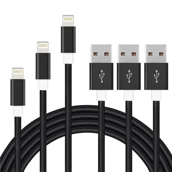 3-Pack: 10FT Heavy Duty Braided iPhone Lightning USB Cable DailySale