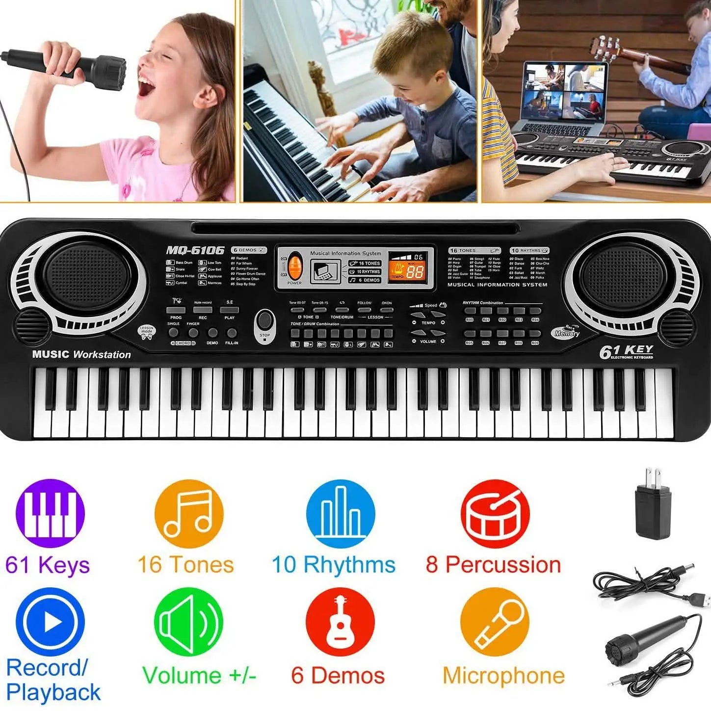 61 Keys Digital Music Electronic Keyboard DailySale