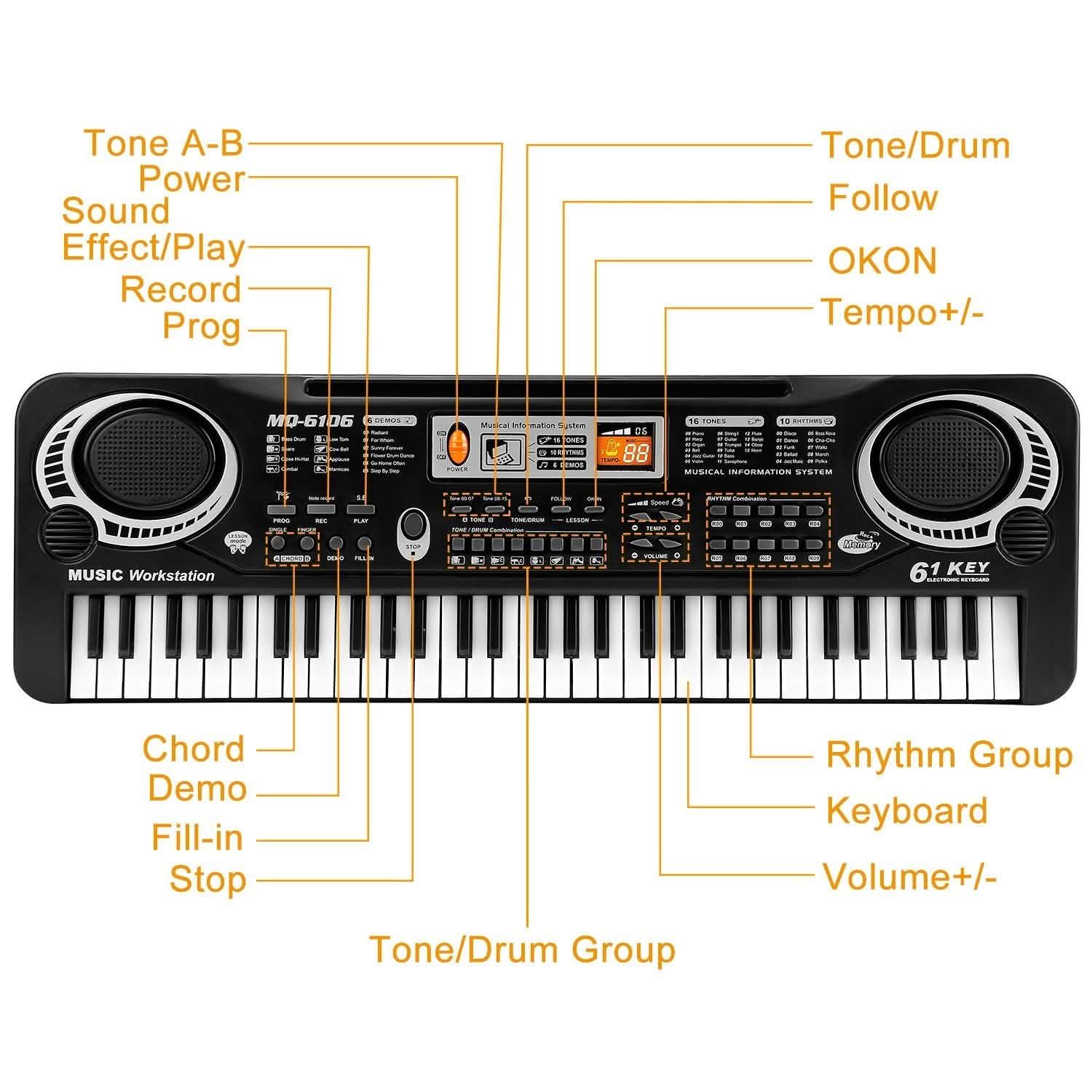 61 Keys Digital Music Electronic Keyboard DailySale