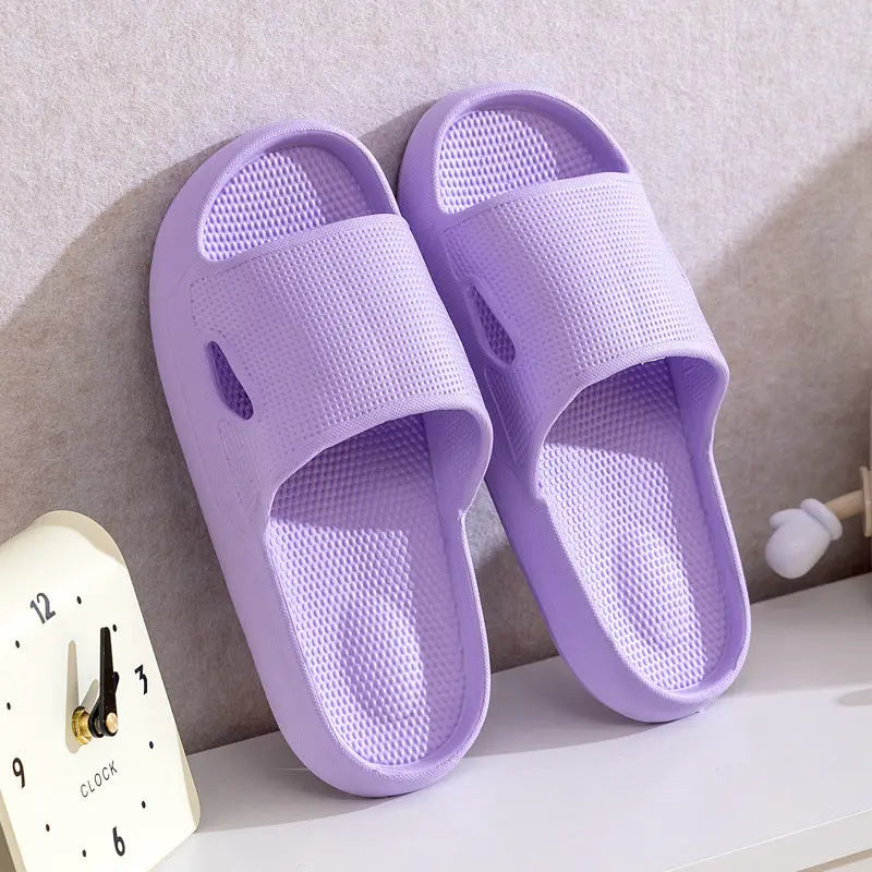 Solid Color Thick Bottom Home Slippers Summer Non-slip Floor Bathroom Slipper Women Men Couples Shoes SnapLux Co