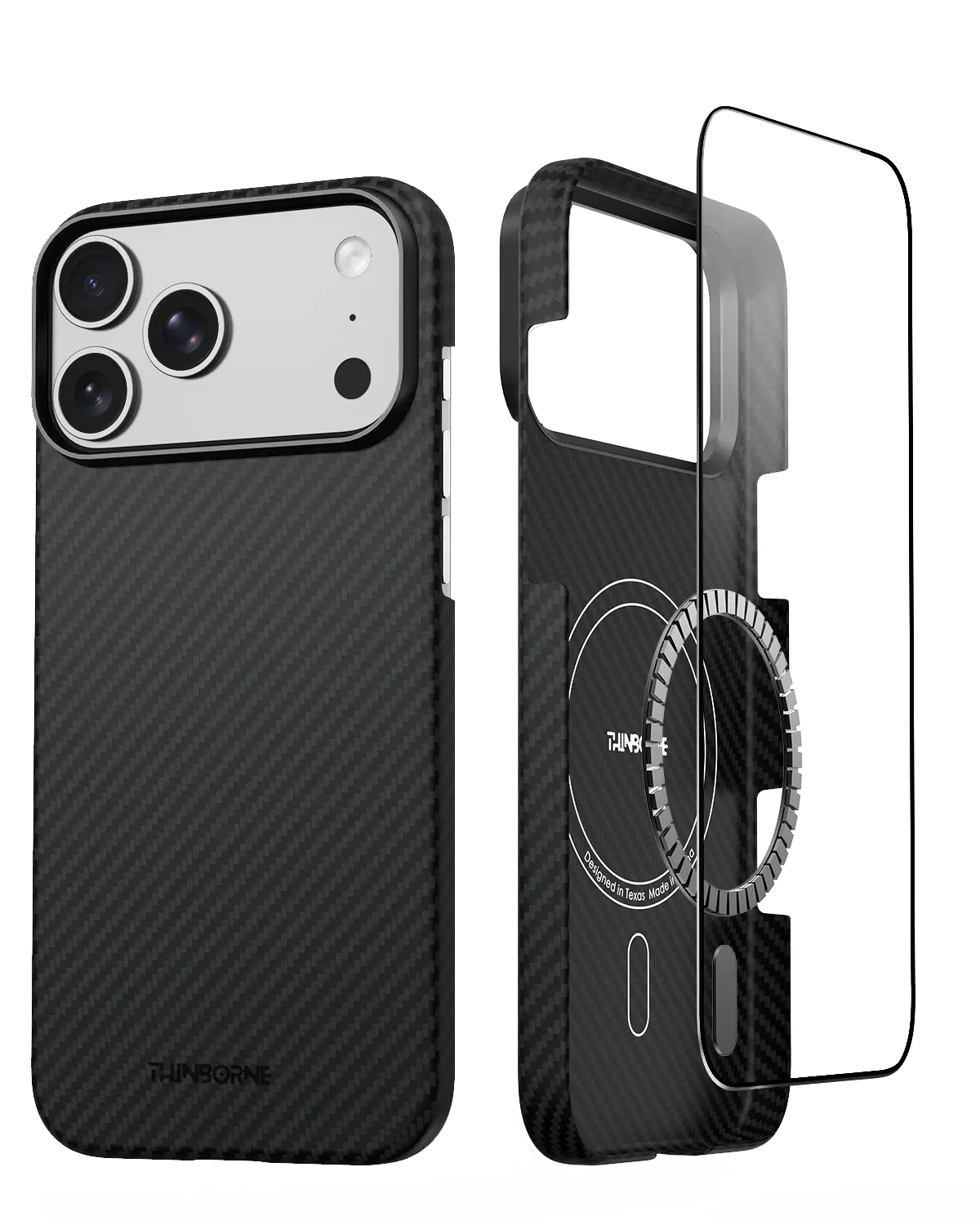 iPhone 17 Pro Max Case - Super Thin | Aramid Fiber | MagSafe - Black ThinBorne