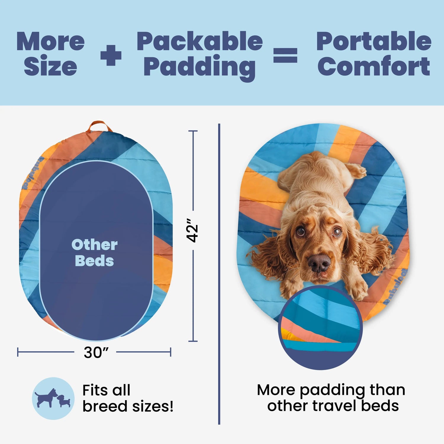 Travel Dog Bed - Foldable & Packable for Travel, Road Trip, Camping Rubyloo