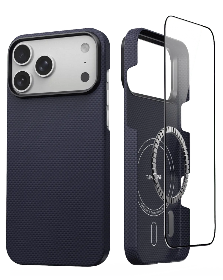 iPhone 17 Pro Max Case - Super Thin | Aramid Fiber | MagSafe - Navy Blue ThinBorne