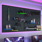 RGB Gaming Pegboard Wall Organizer with Metal Panels and Hooks, 12x24 Setup NSD Gaming Supply