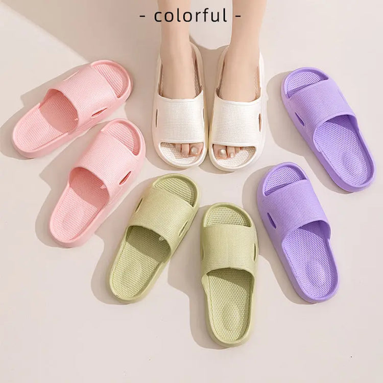 Solid Color Thick Bottom Home Slippers Summer Non-slip Floor Bathroom Slipper Women Men Couples Shoes SnapLux Co