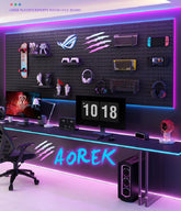 RGB Gaming Pegboard Wall Organizer with Metal Panels and Hooks, 12x24 Setup NSD Gaming Supply