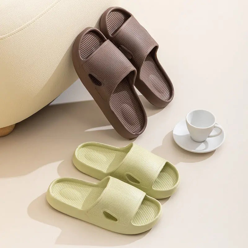 Solid Color Thick Bottom Home Slippers Summer Non-slip Floor Bathroom Slipper Women Men Couples Shoes SnapLux Co