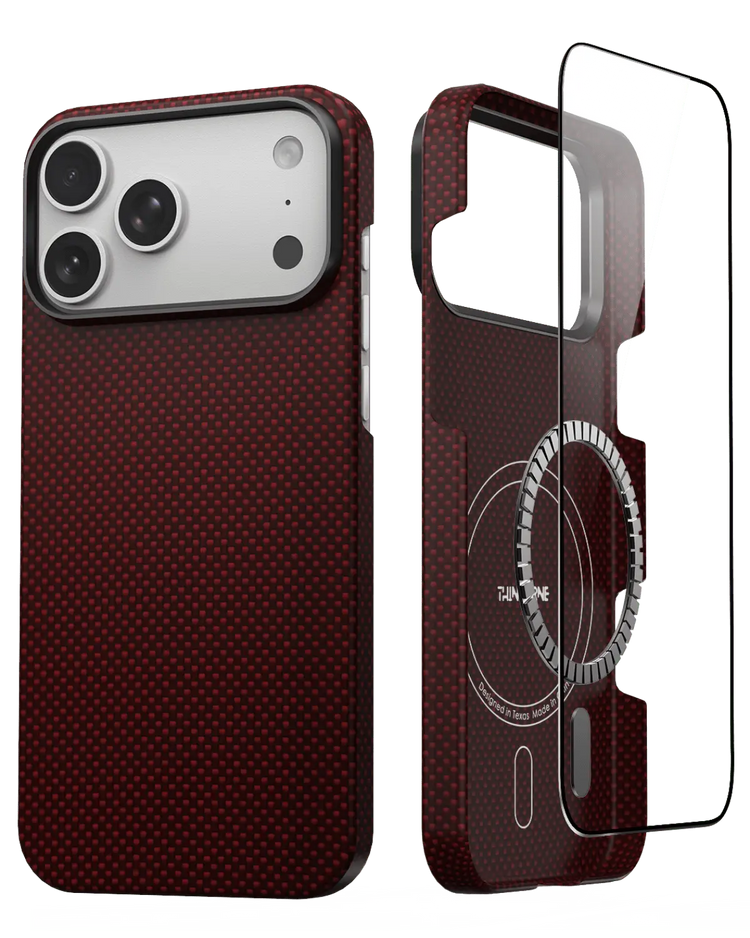 iPhone 17 Pro Case - Super Thin | Aramid Fiber | MagSafe - Crimson ThinBorne