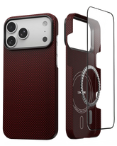 iPhone 17 Pro Max Case - Super Thin | Aramid Fiber | MagSafe - Crimson ThinBorne