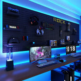 RGB Gaming Pegboard Wall Organizer with Metal Panels and Hooks, 12x24 Setup NSD Gaming Supply