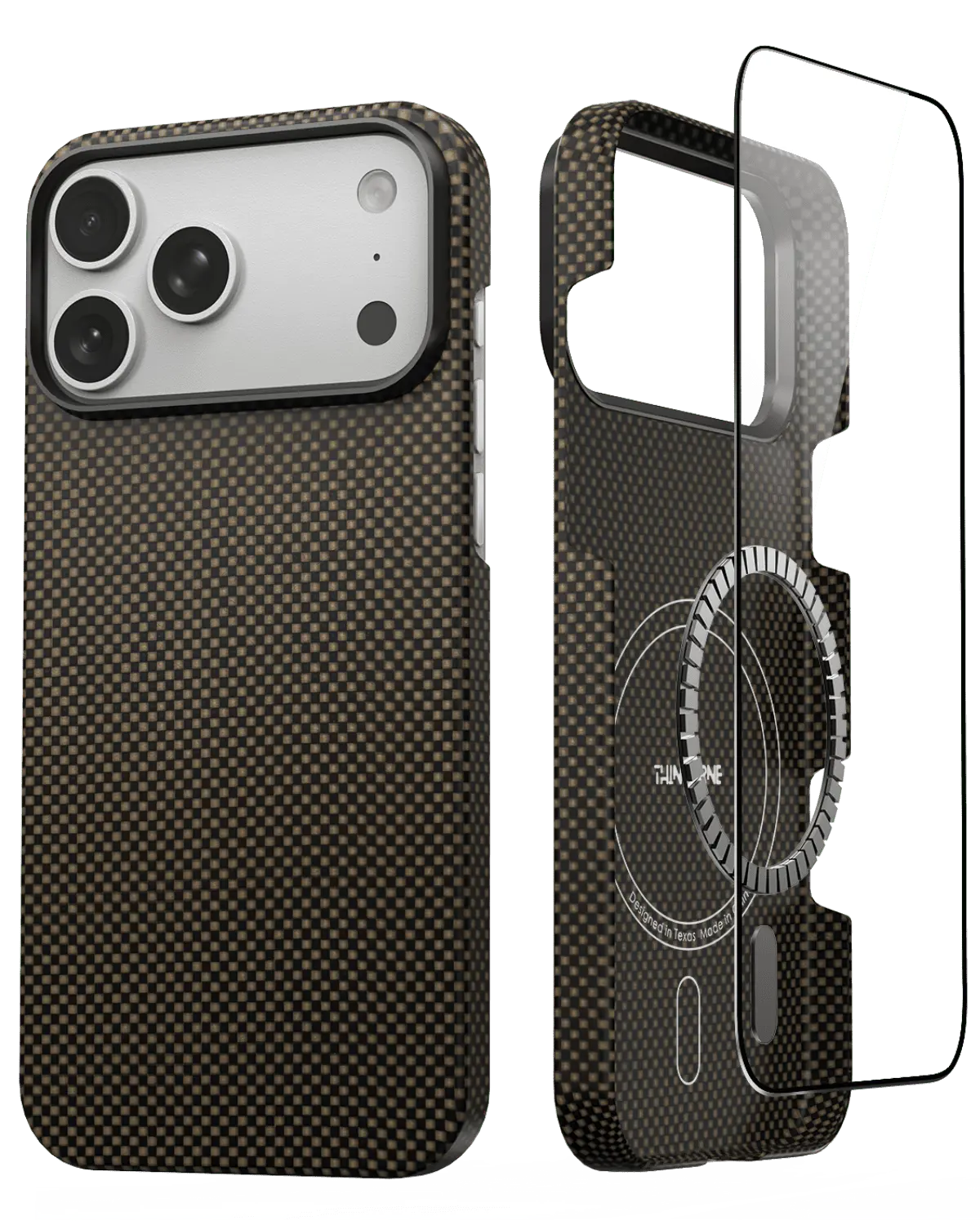 iPhone 17 Pro Max Case - Super Thin | Aramid Fiber | MagSafe - Brown|Black ThinBorne