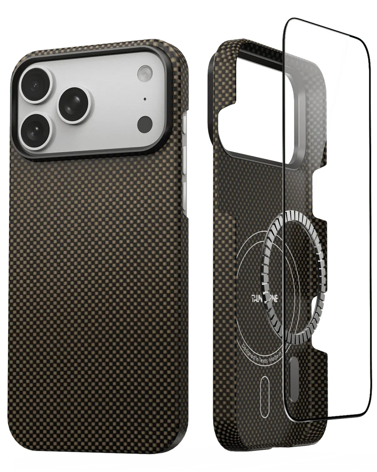 iPhone 17 Pro Max Case - Super Thin | Aramid Fiber | MagSafe - Brown|Black ThinBorne