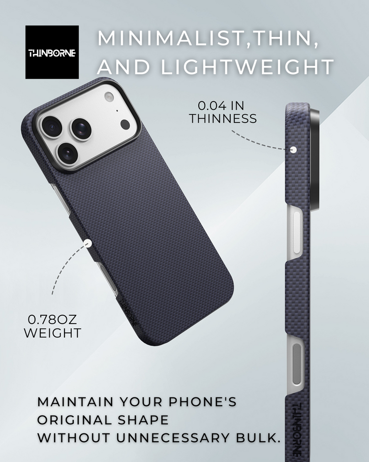 iPhone 17 Pro Max Case - Super Thin | Aramid Fiber | MagSafe - Navy Blue ThinBorne