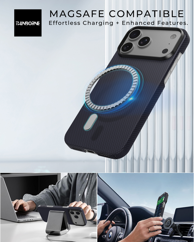 iPhone 17 Pro Max Case - Super Thin | Aramid Fiber | MagSafe - Navy Blue ThinBorne