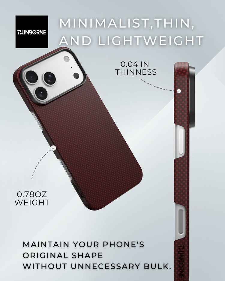 iPhone 17 Pro Case - Super Thin | Aramid Fiber | MagSafe - Crimson ThinBorne