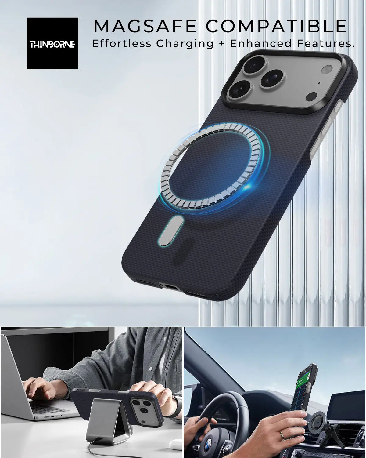 iPhone 17 Pro Case - Super Thin | Aramid Fiber | MagSafe - Wild Navy ThinBorne