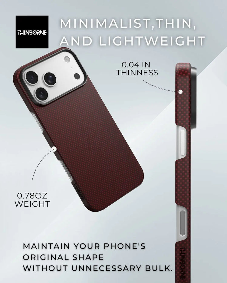 iPhone 17 Pro Max Case - Super Thin | Aramid Fiber | MagSafe - Crimson ThinBorne