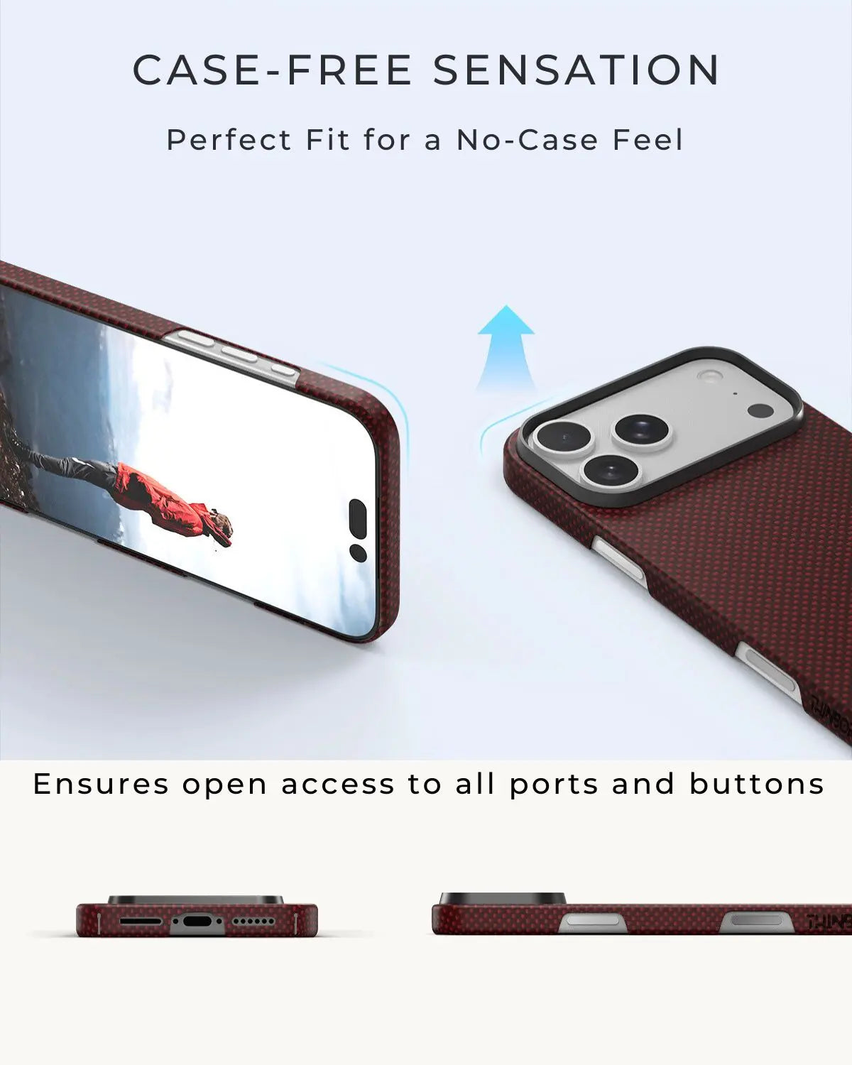 iPhone 17 Pro Max Case - Super Thin | Aramid Fiber | MagSafe - Crimson ThinBorne