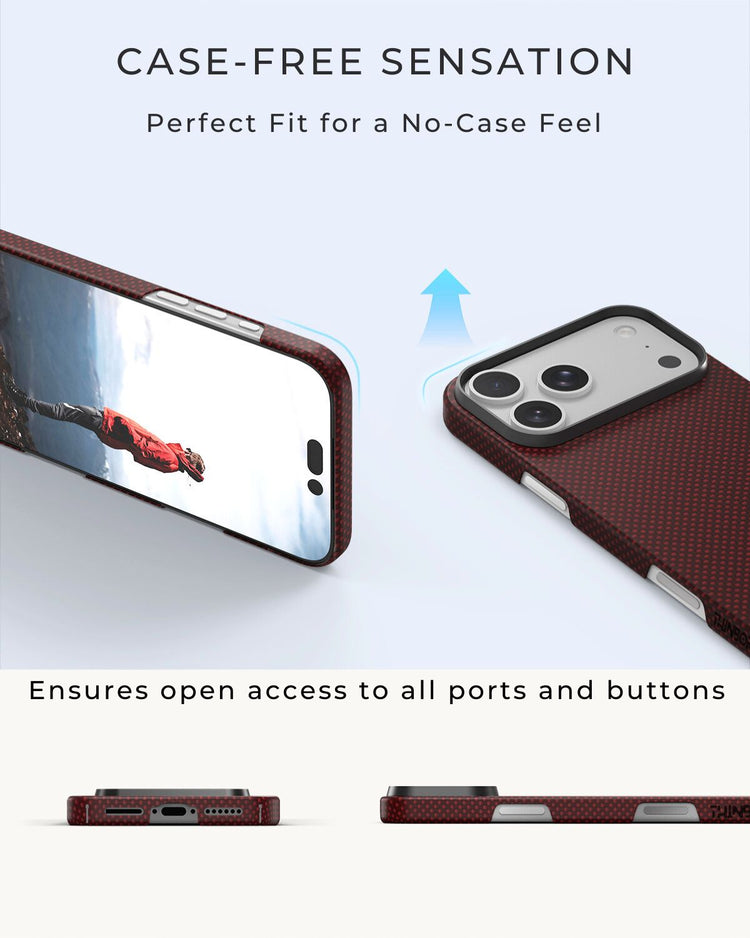 iPhone 17 Pro Max Case - Super Thin | Aramid Fiber | MagSafe - Crimson ThinBorne