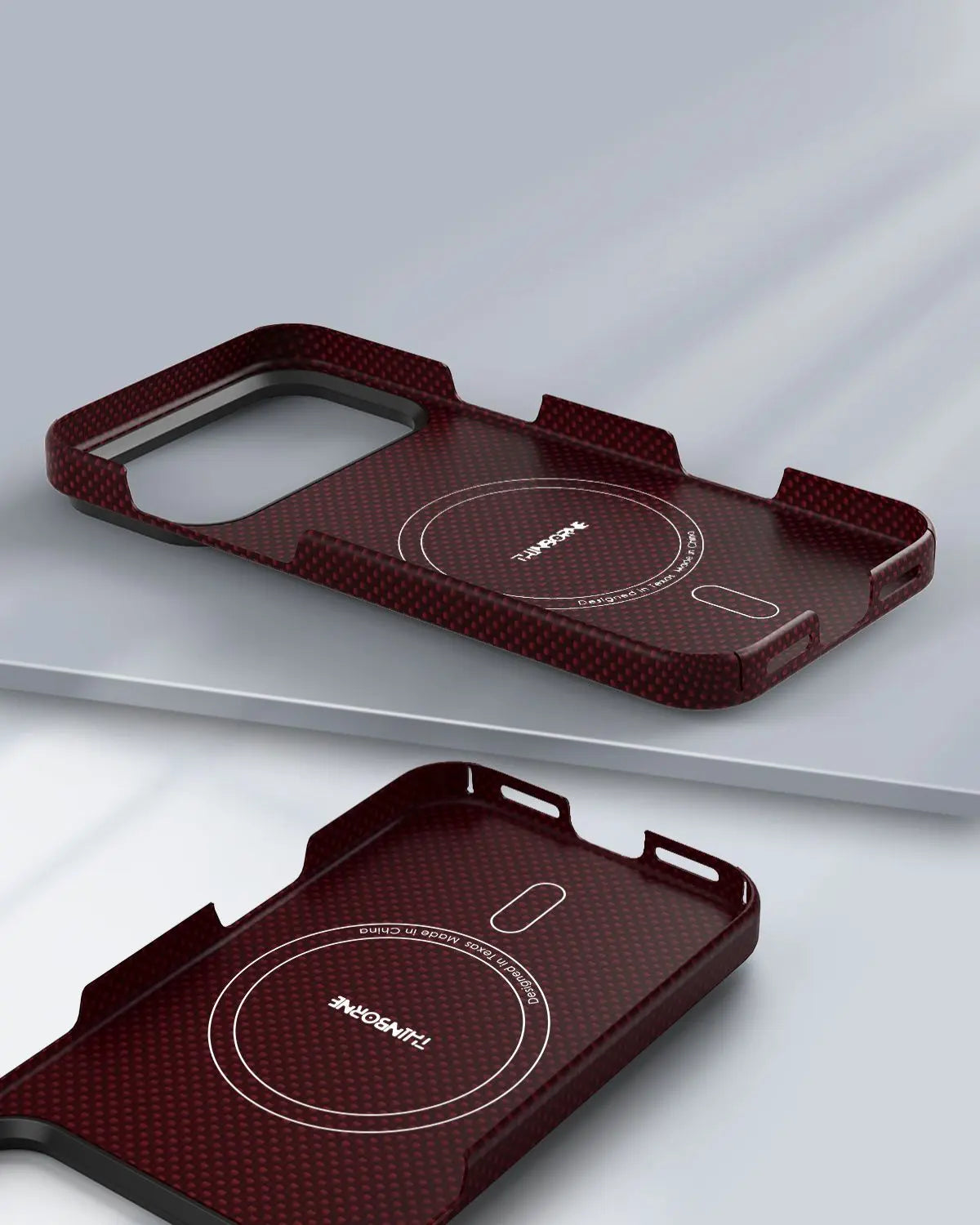 iPhone 17 Pro Max Case - Super Thin | Aramid Fiber | MagSafe - Crimson ThinBorne