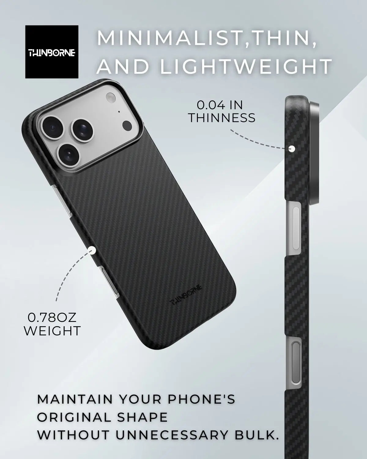 iPhone 17 Pro Max Case - Super Thin | Aramid Fiber | MagSafe - Black ThinBorne
