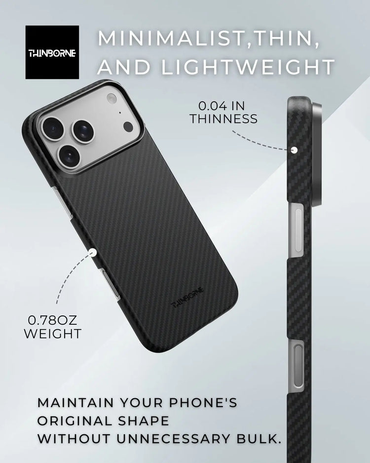 iPhone 17 Pro Max Case - Super Thin | Aramid Fiber | MagSafe - Black ThinBorne