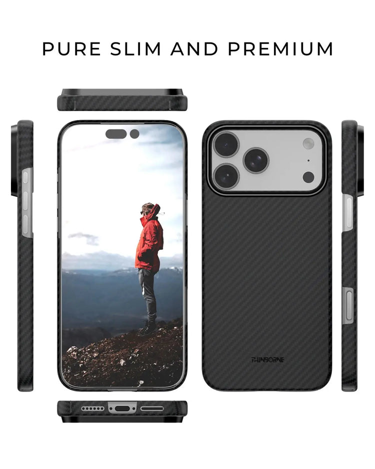 iPhone 17 Pro Max Case - Super Thin | Aramid Fiber | MagSafe - Black ThinBorne