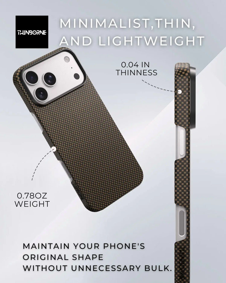 iPhone 17 Pro Max Case - Super Thin | Aramid Fiber | MagSafe - Brown|Black ThinBorne